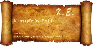 Kustyán Emil névjegykártya